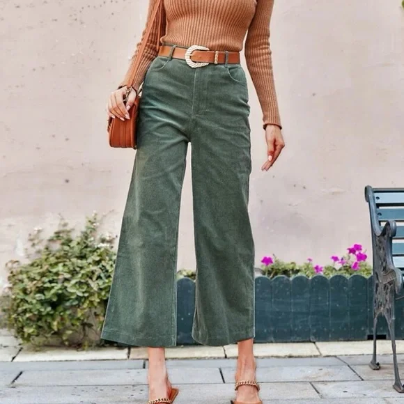 SHEIN Pants Jumpsuits Nwot Shein Simplee Straight Leg Green